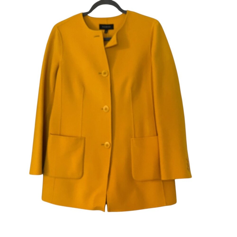 Talbots Wool Blend Yellow Long Line Jacket Pocket Button Coat Size 6